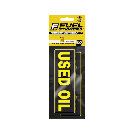 Fuel Stickers Used Oil Stickers, Waste Oil Label for Storage Tank, Drum and More, Hvy-Dty, 6''x2'', 10PK Z-262UOL-10PK